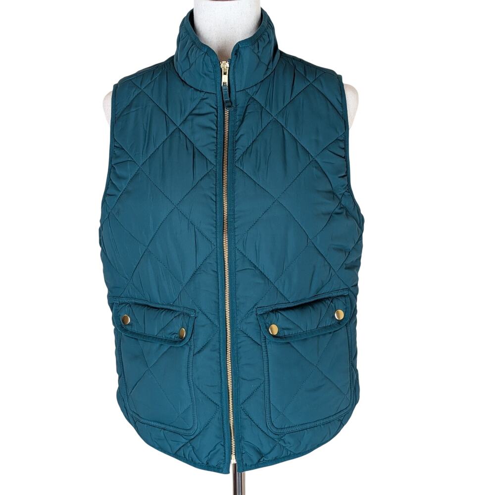 J Crew Puffer Excursion Vest Women's Medium Field Quilted Hunter Green